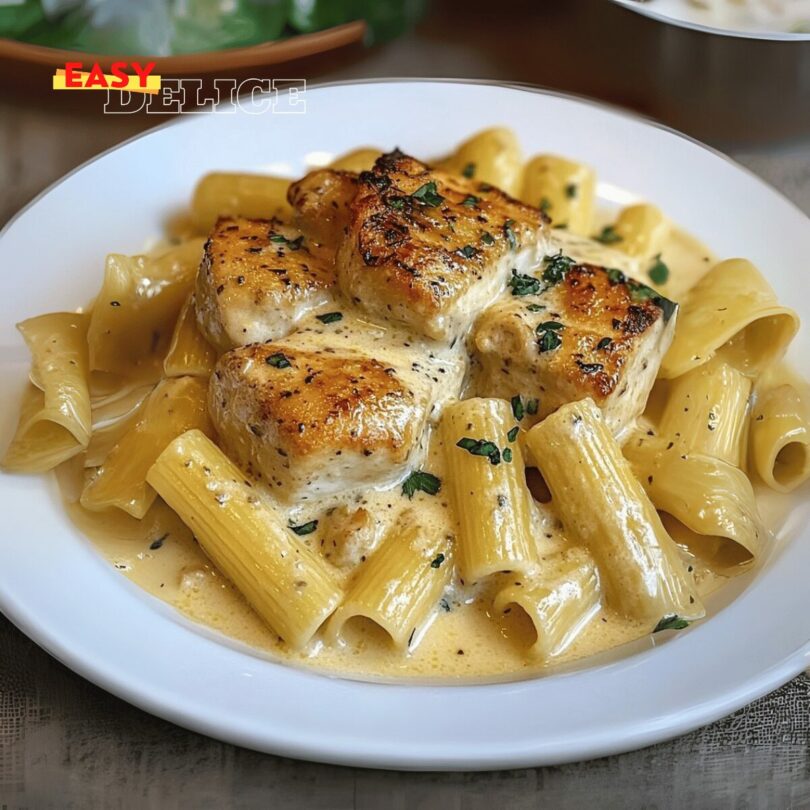 Poulet au Beurre d’Ail Crémeux et Rigatoni