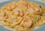 Pâtes aux Crevettes & Sauce Alfredo Légère