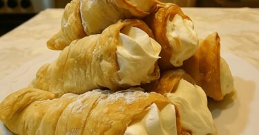 Cornets de Pâte Feuilletée Garnis de Crème Pâtissière