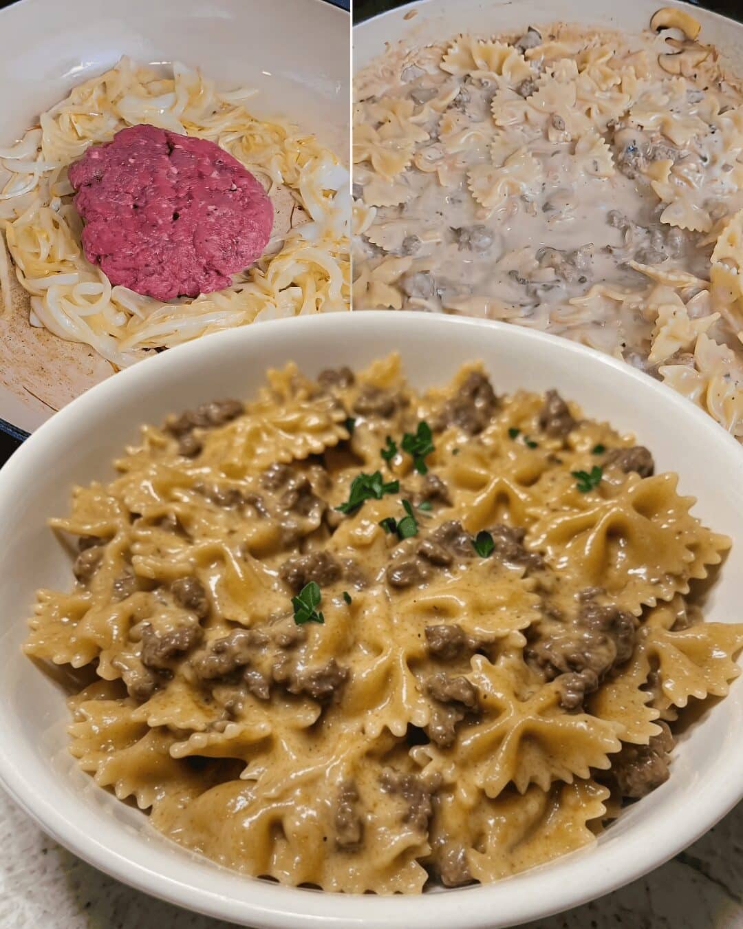 Pâtes Papillon à la Viande Hachée