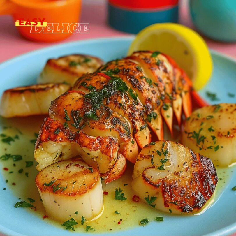 Homard et Saint-Jacques au Beurre d’Ail Citronné