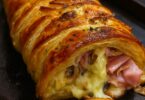 Tresse feuilletée aux champignons et au jambon