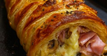 Tresse feuilletée aux champignons et au jambon