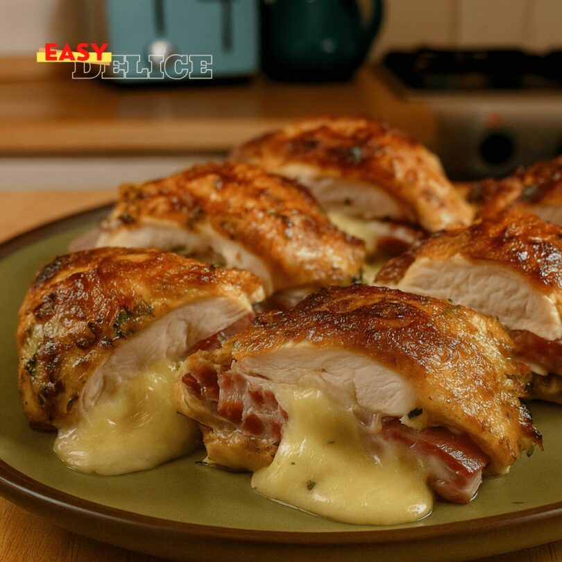 Rouleaux de Poulet Farcis au Jambon et Fromage