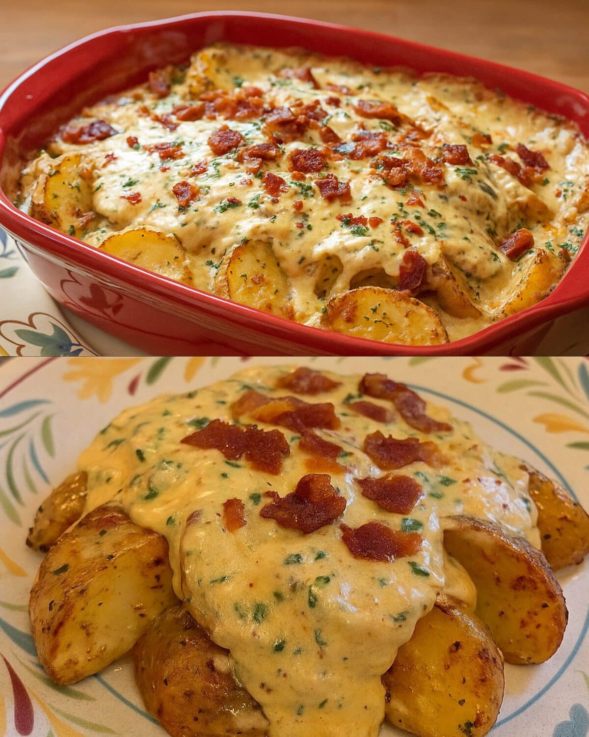 Pommes de Terre au Fromage, à l’Ail et au Bacon
