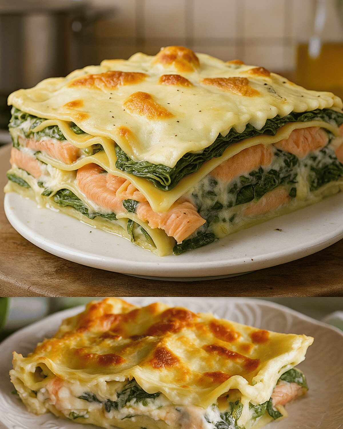 Lasagnes au Saumon et aux Épinards avec Béchamel Citronnée