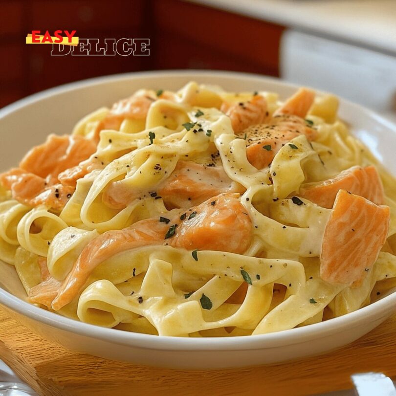 Tagliatelles au saumon frais gratinées
