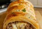 Roulé Feuilleté à la Viande Hachée et Fromage Fondant