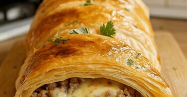 Roulé Feuilleté à la Viande Hachée et Fromage Fondant