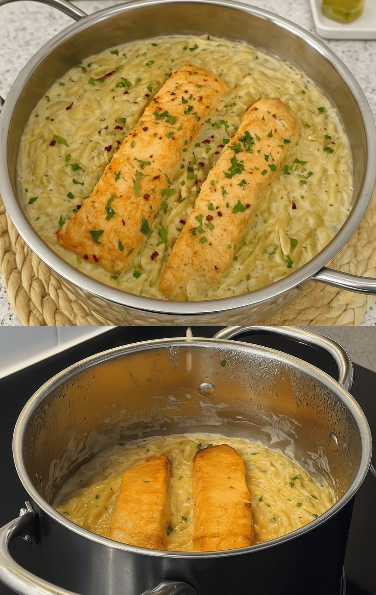 Orzo au Saumon et Boursin : Un Plat Crémeux et Raffiné