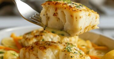 Filets de Cabillaud au Four, Crème et Légumes
