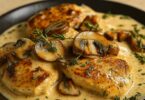 Le Poulet le Plus Tendre dans une Sauce Crémeuse aux Champignons