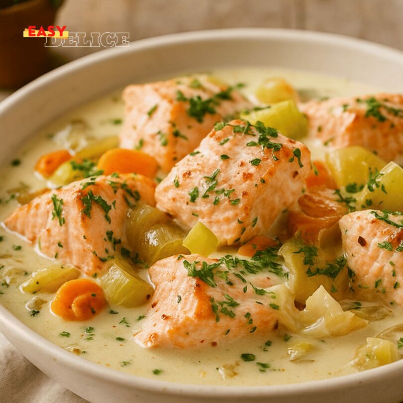Blanquette de saumon poireaux carottes
