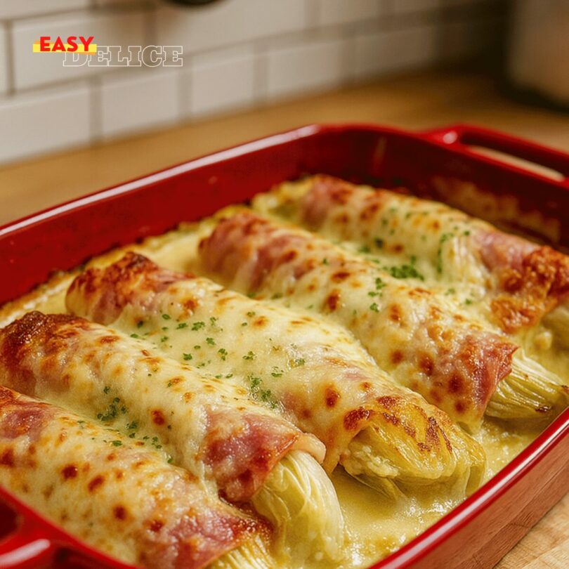 Endives au Jambon et Béchamel Gratinées