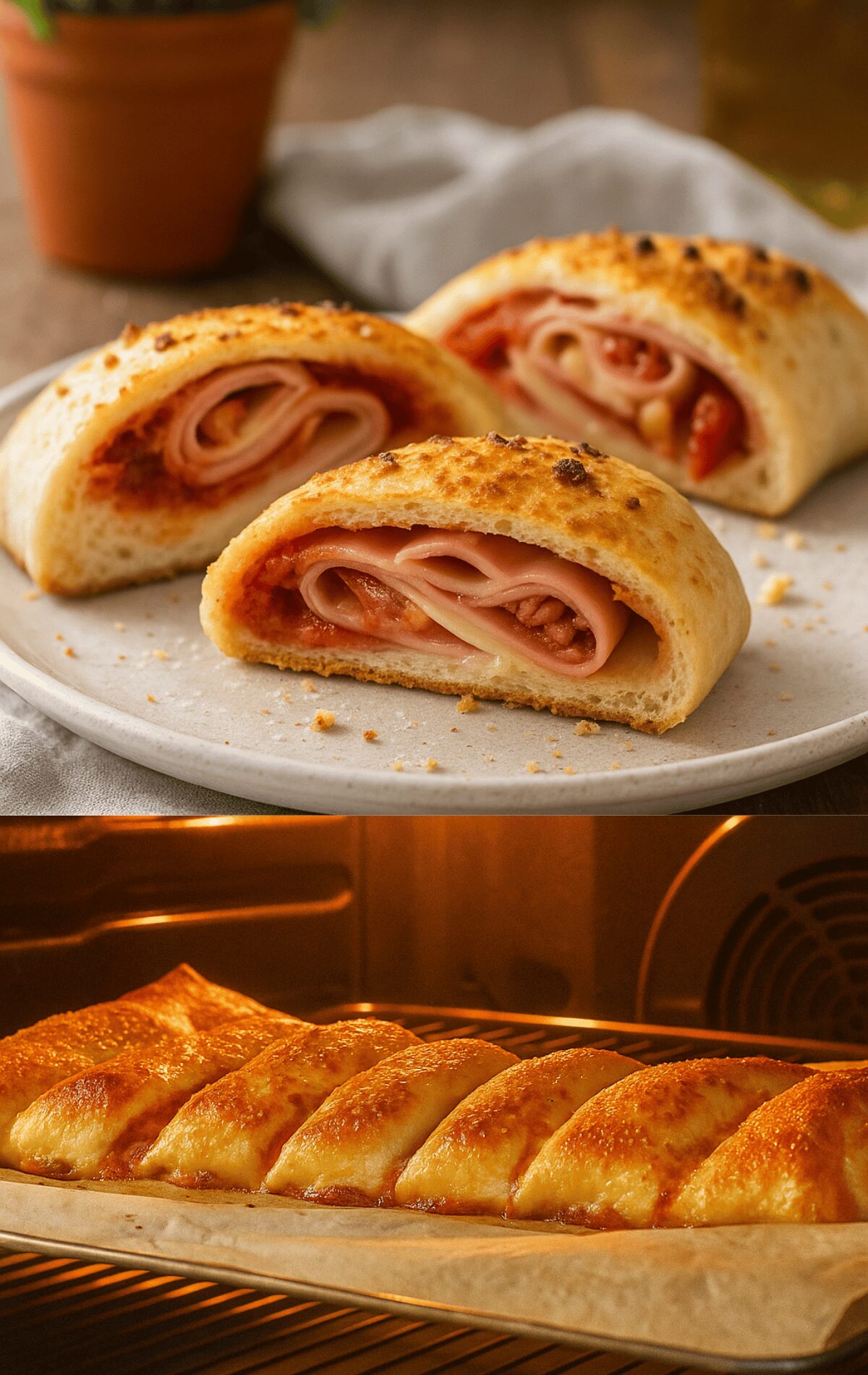 Roulé pizza mozza jambon