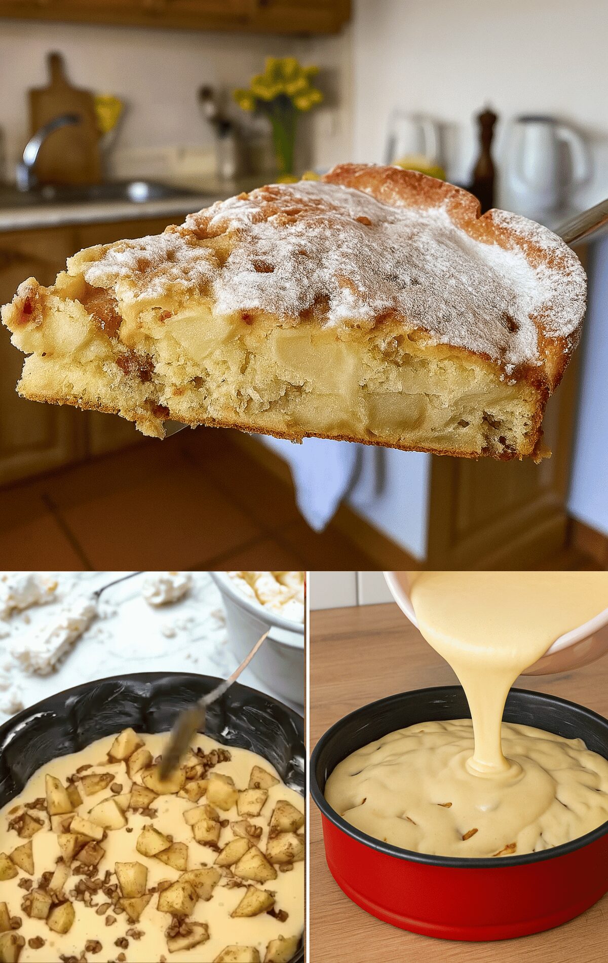 Gâteau aux pommes caramélisées et noix