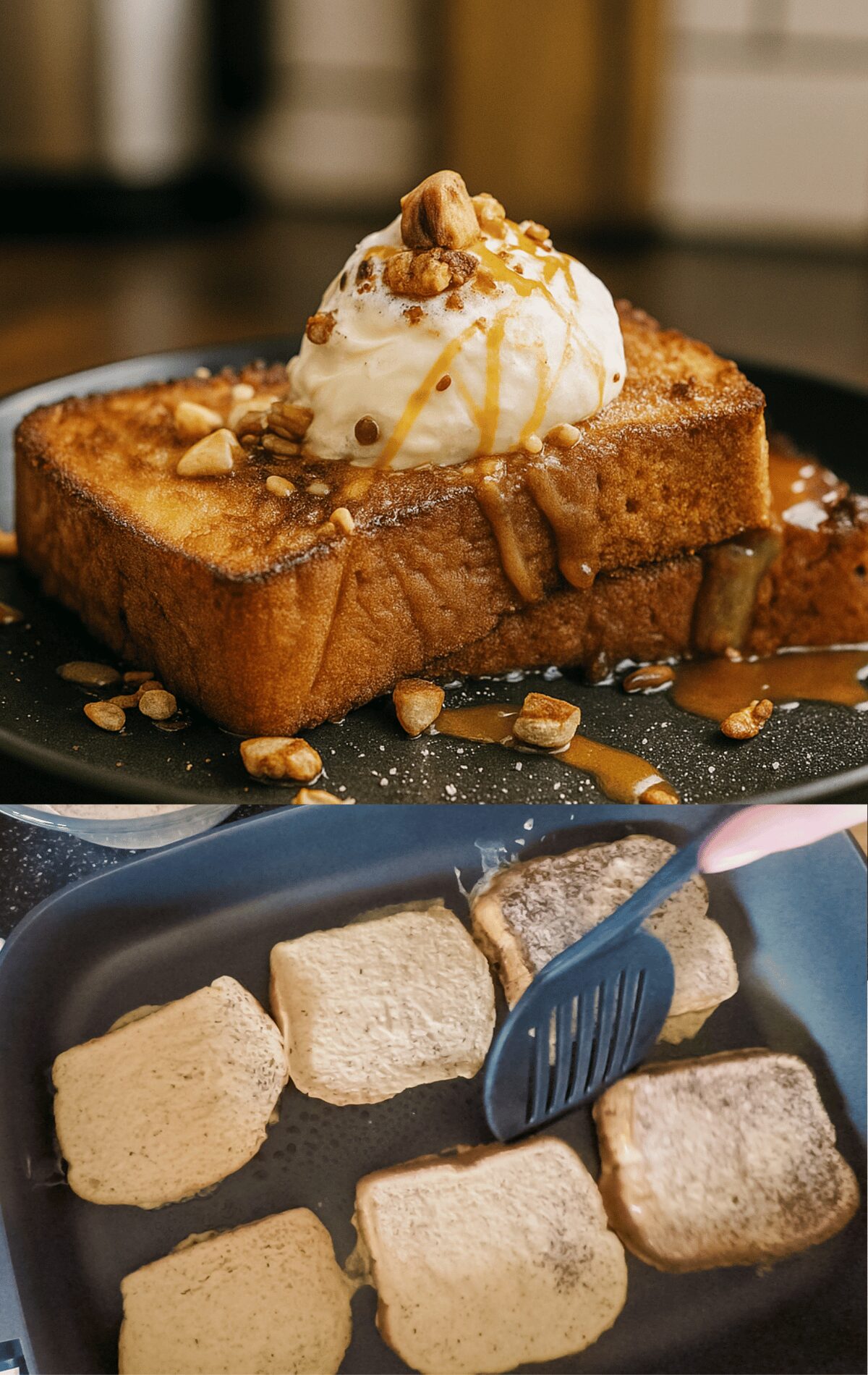 Pain perdu brioché crème et caramel 