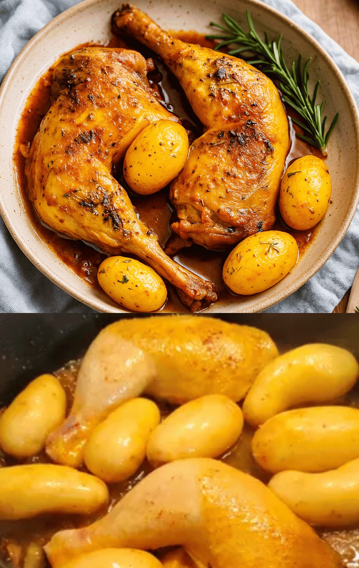 Cuisses de poulet et pommes de terre au four