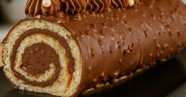 BÛCHE ROULÉE AU CHOCOLAT – FACILE À FAIRE & GLAÇAGE ROCHER
