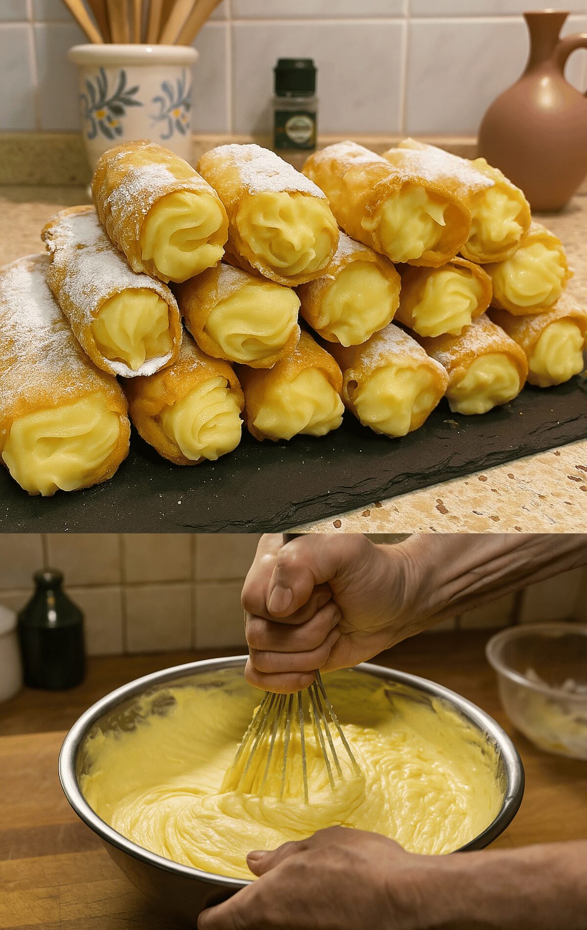 Cigares à la crème pâtissière