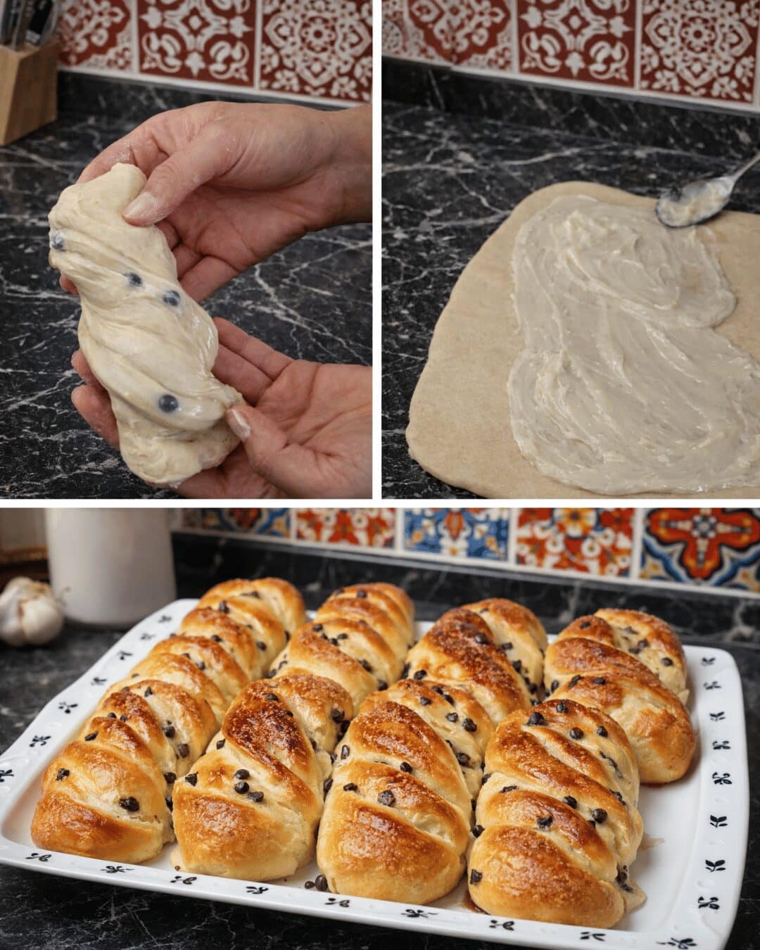 Brioches Tressées Fourrées à la Crème & Pépites de Chocolat