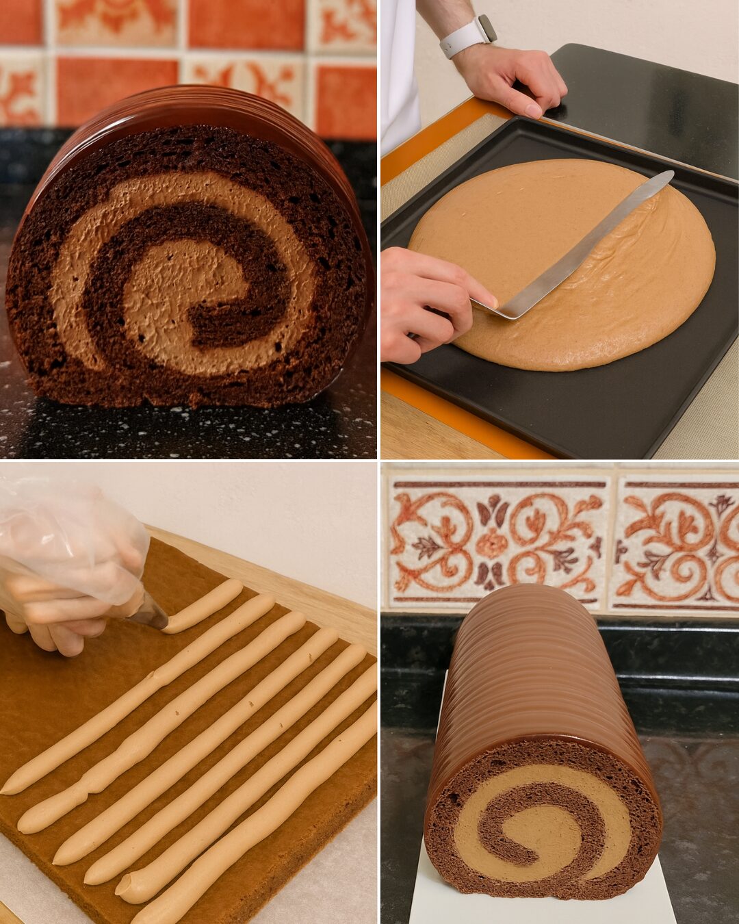 Bûche Roulée Chocolat–Praliné