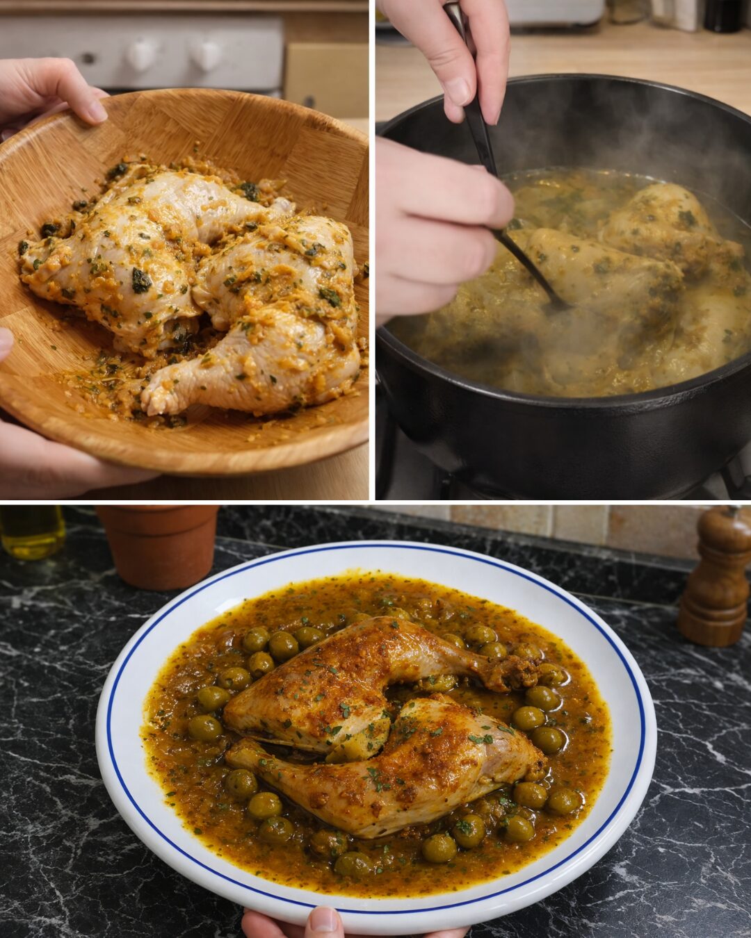 Poulet Mijoté aux Olives en Cocotte