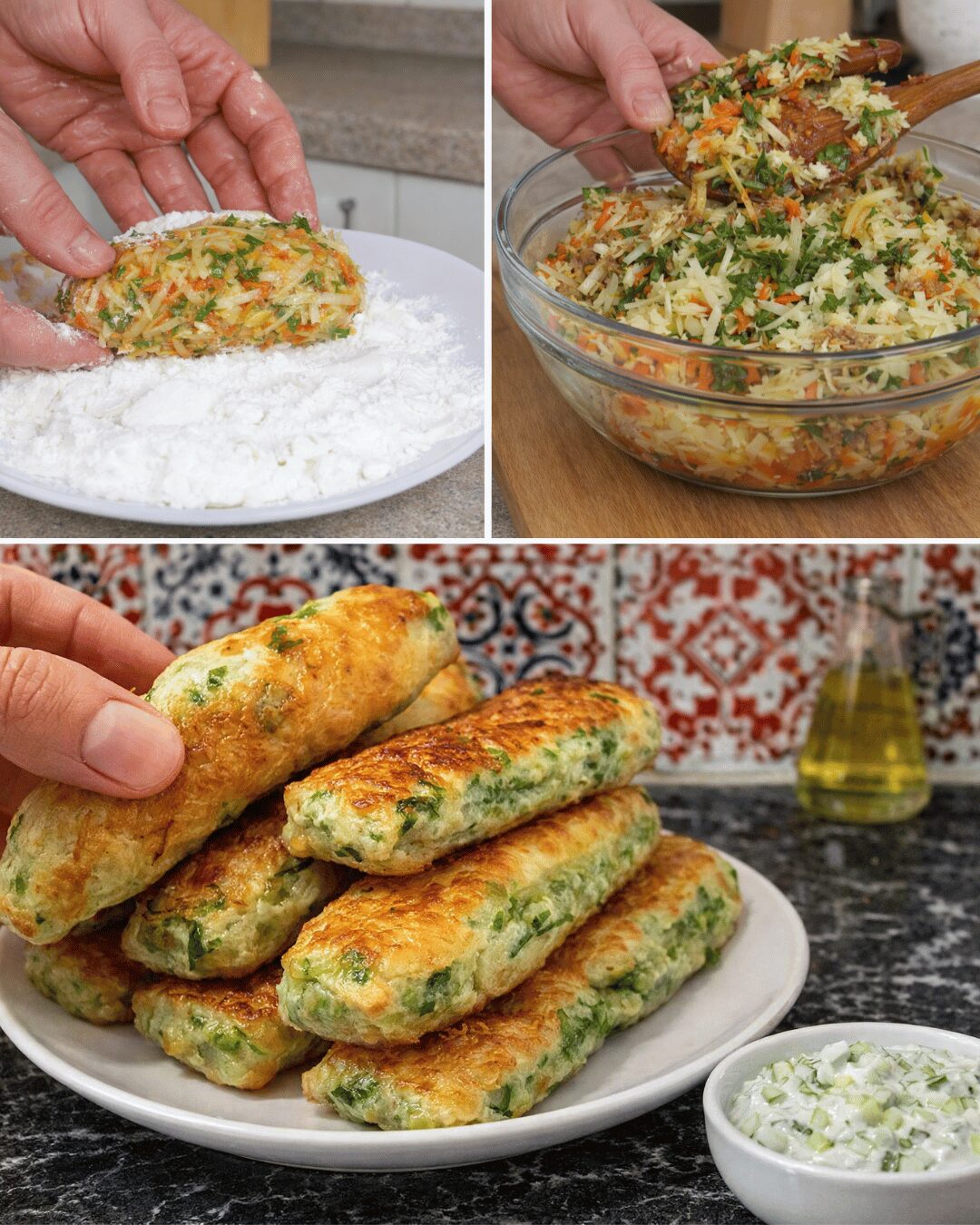 Galettes de Courgette, Carotte et Fromage