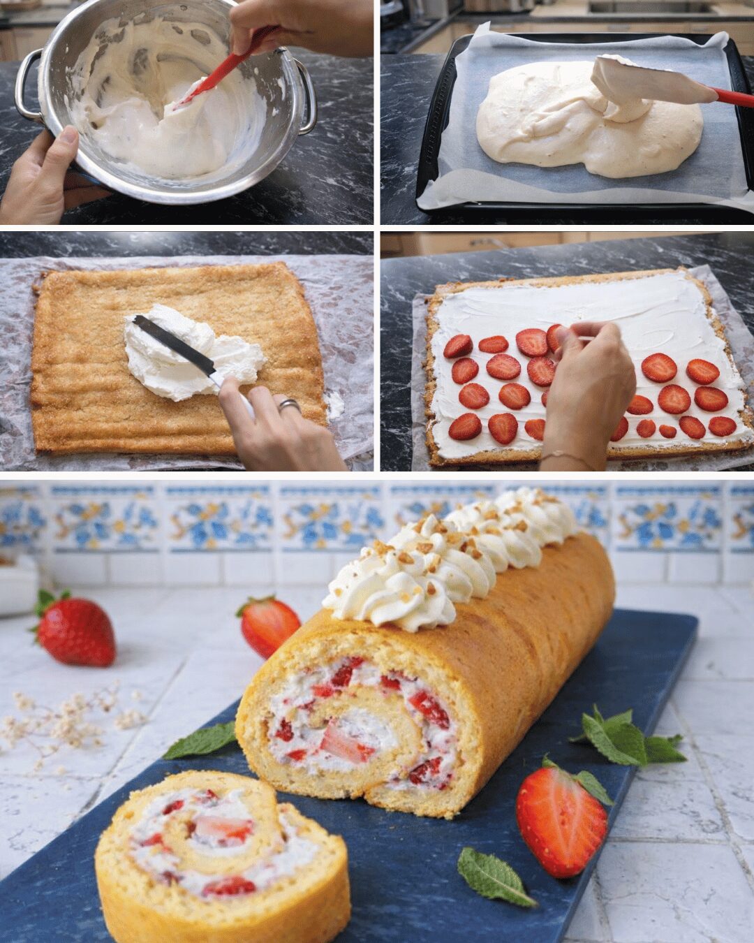 Roulé aux Fraises & Vanille