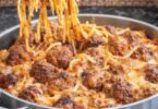 Gratin de Linguine aux Boulettes de Viande