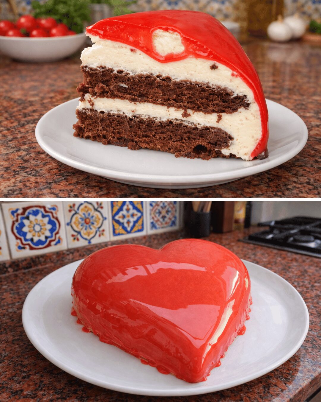 RECETTE SAINT VALENTIN ENTREMET CŒUR | GLAÇAGE MIROIR ROUGE