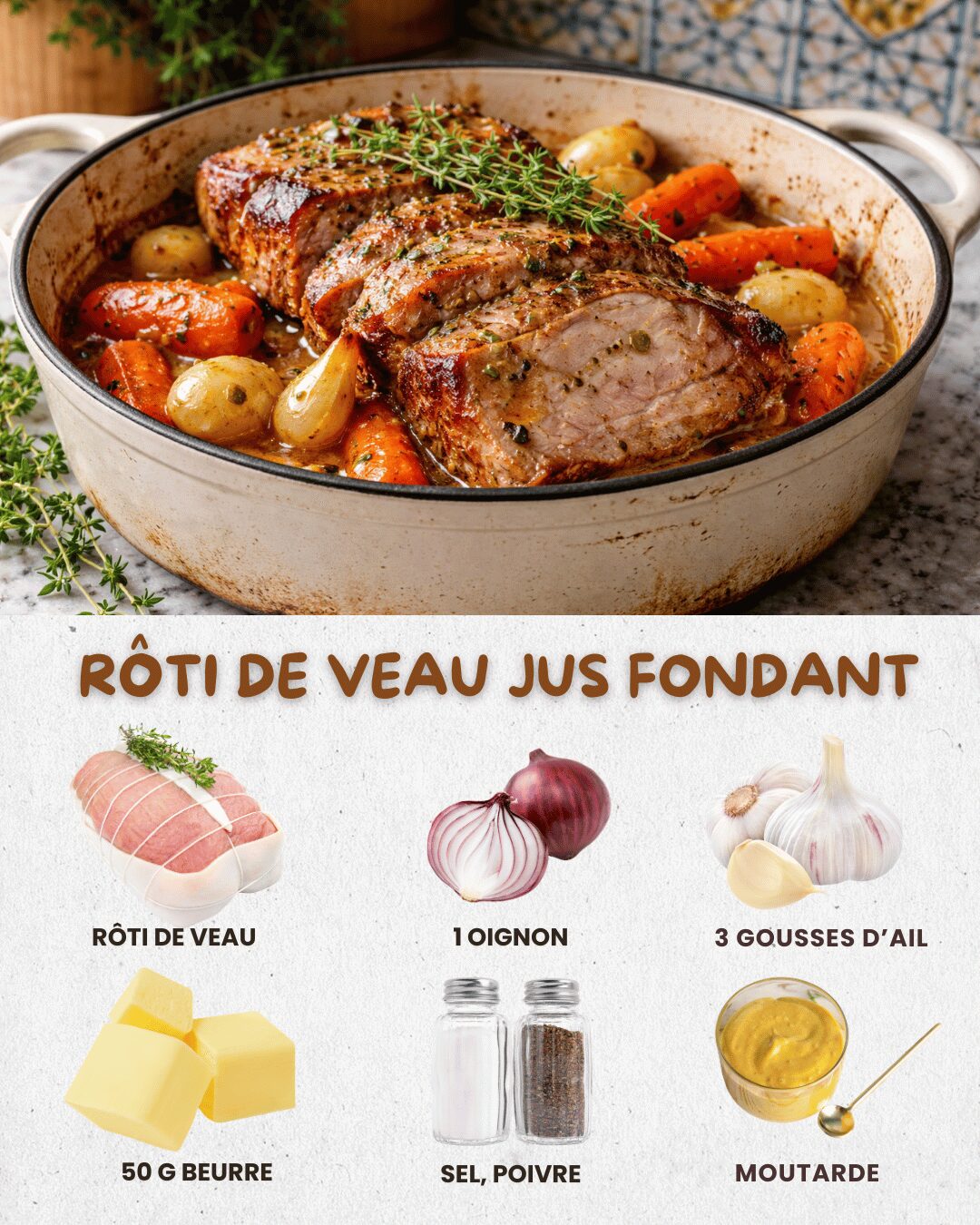 RÔTI DE VEAU AU JUS TENDRE AU FOUR