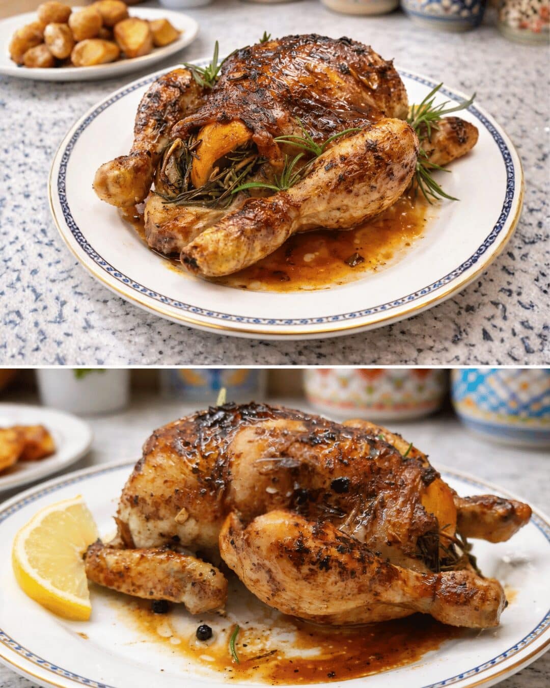 Poulet Rôti au Citron, Romarin et Vin Blanc
