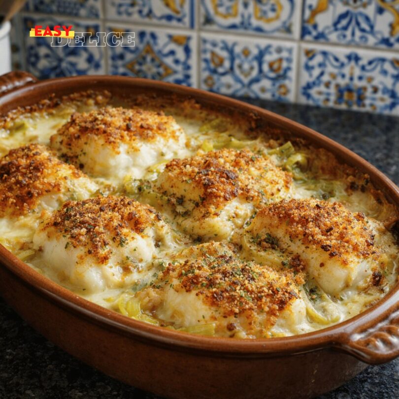 Gratin Cabillaud Poireaux Crème
