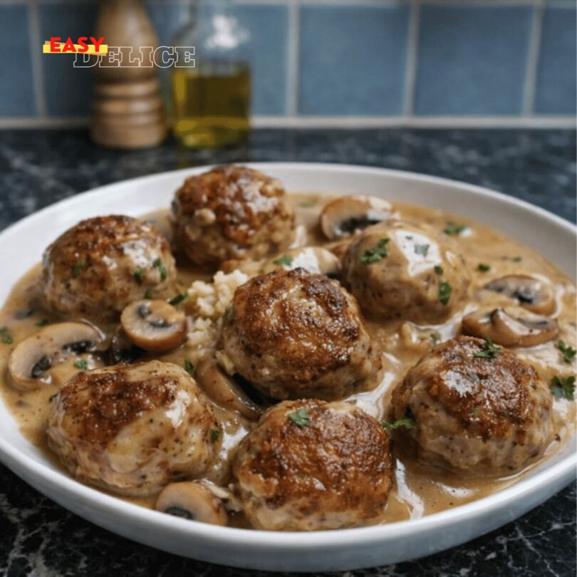 Boulettes de viande à la sauce crémeuse aux champignons