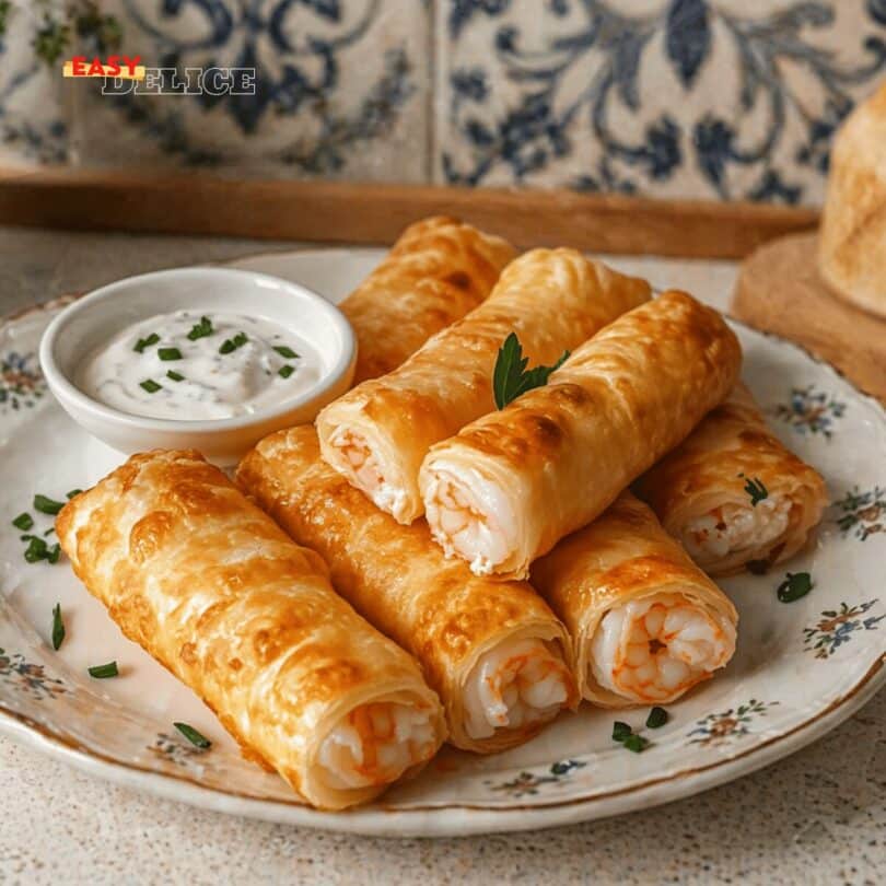 Cigares Croustillants aux Crevettes & Ail