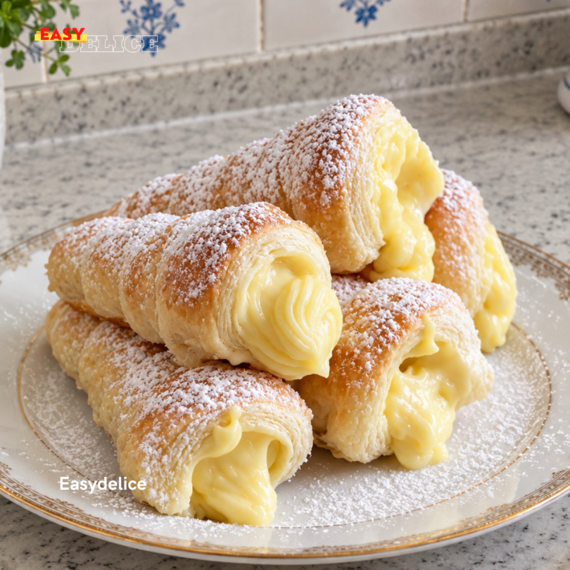 Cornets Feuilletés à la Crème Vanille (Façon Pâtisserie)