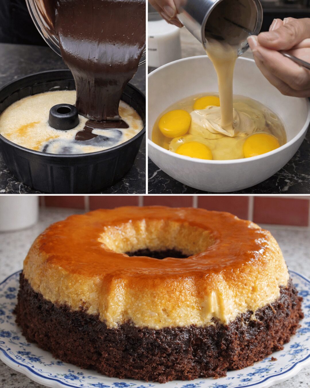 Gâteau Magique Flan & Chocolat au Caramel 