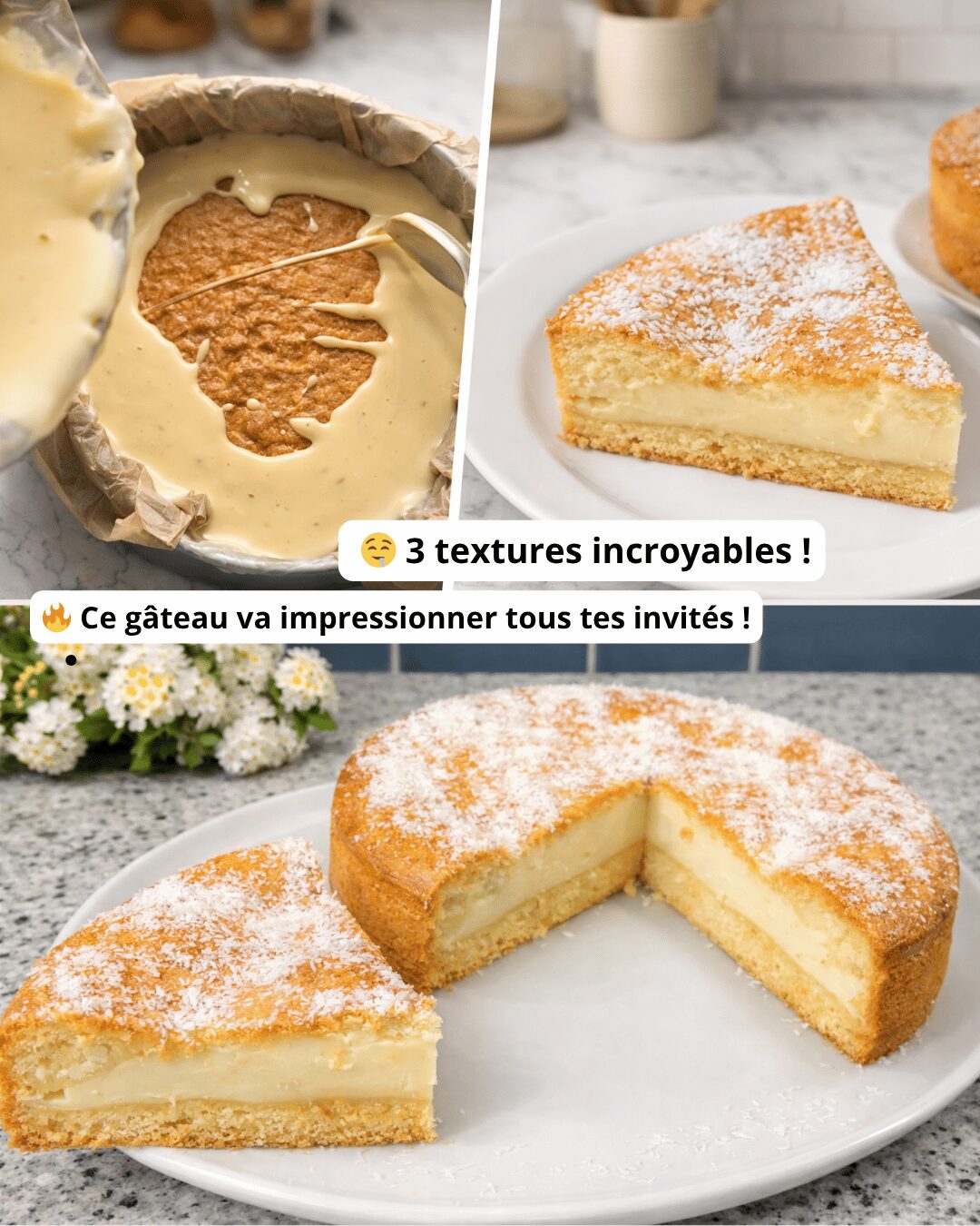 Gâteau Magique à la Vanille (3 Couches) 