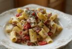 Pâtes Crémeuses au Boursin, Lardons & Tomates Rôties