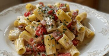 Pâtes Crémeuses au Boursin, Lardons & Tomates Rôties