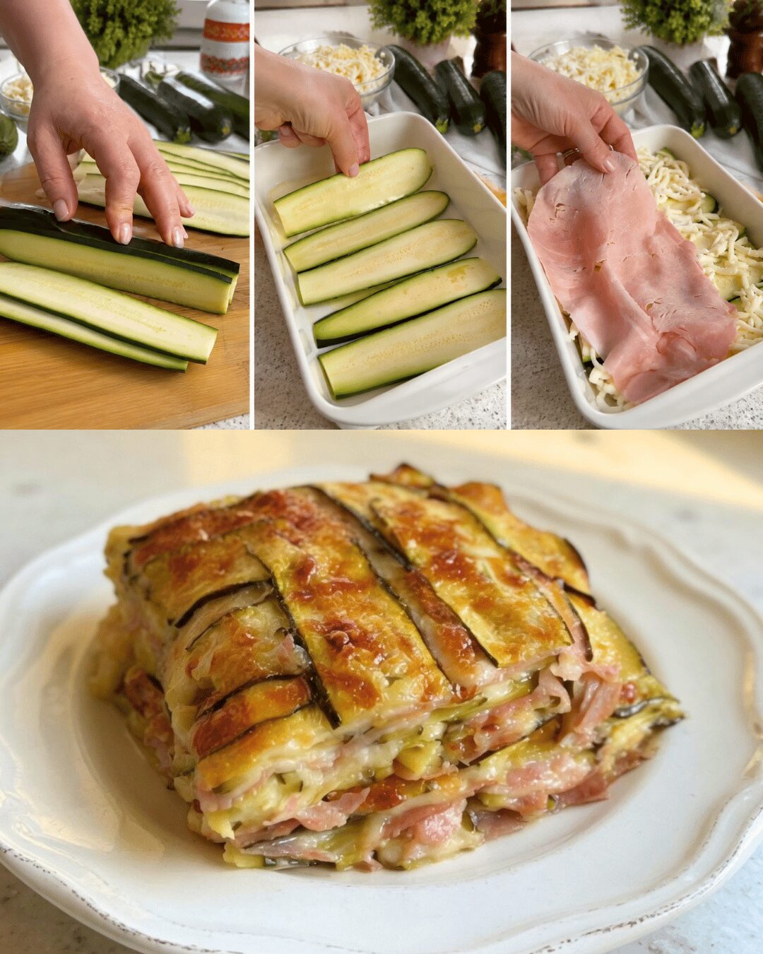  Lasagnes de Courgettes au Jambon & Mozzarella