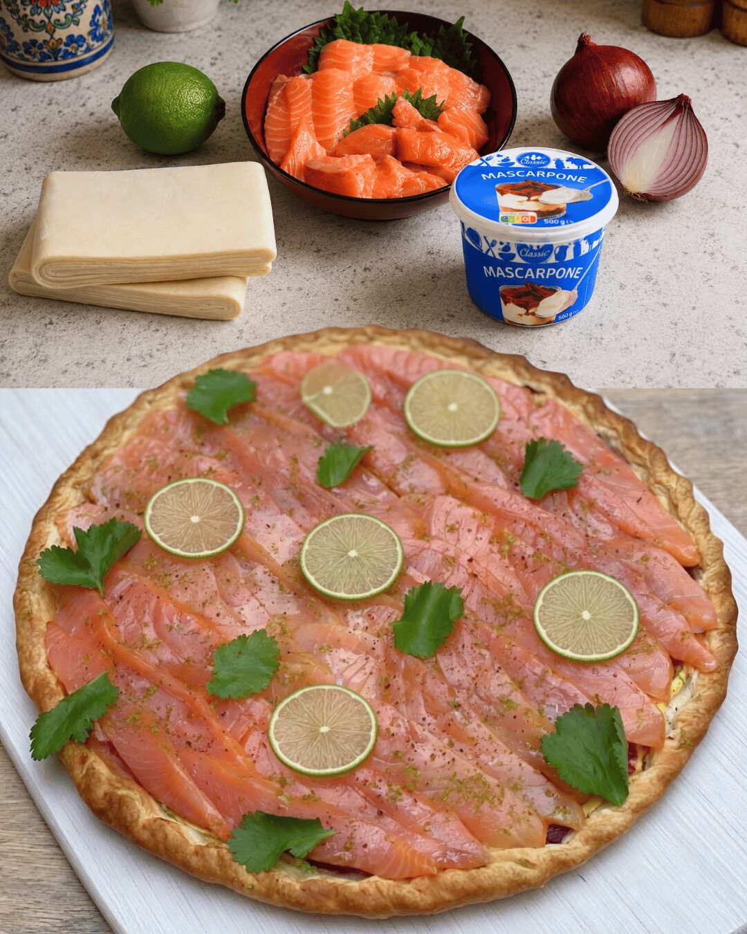 Tarte Feuilletée au Saumon Gravlax & Crème aux Herbes