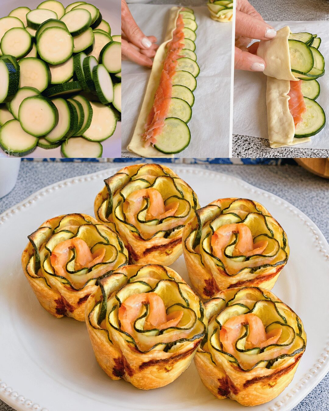 Roses Feuilletées Courgettes & Saumon Fumé
