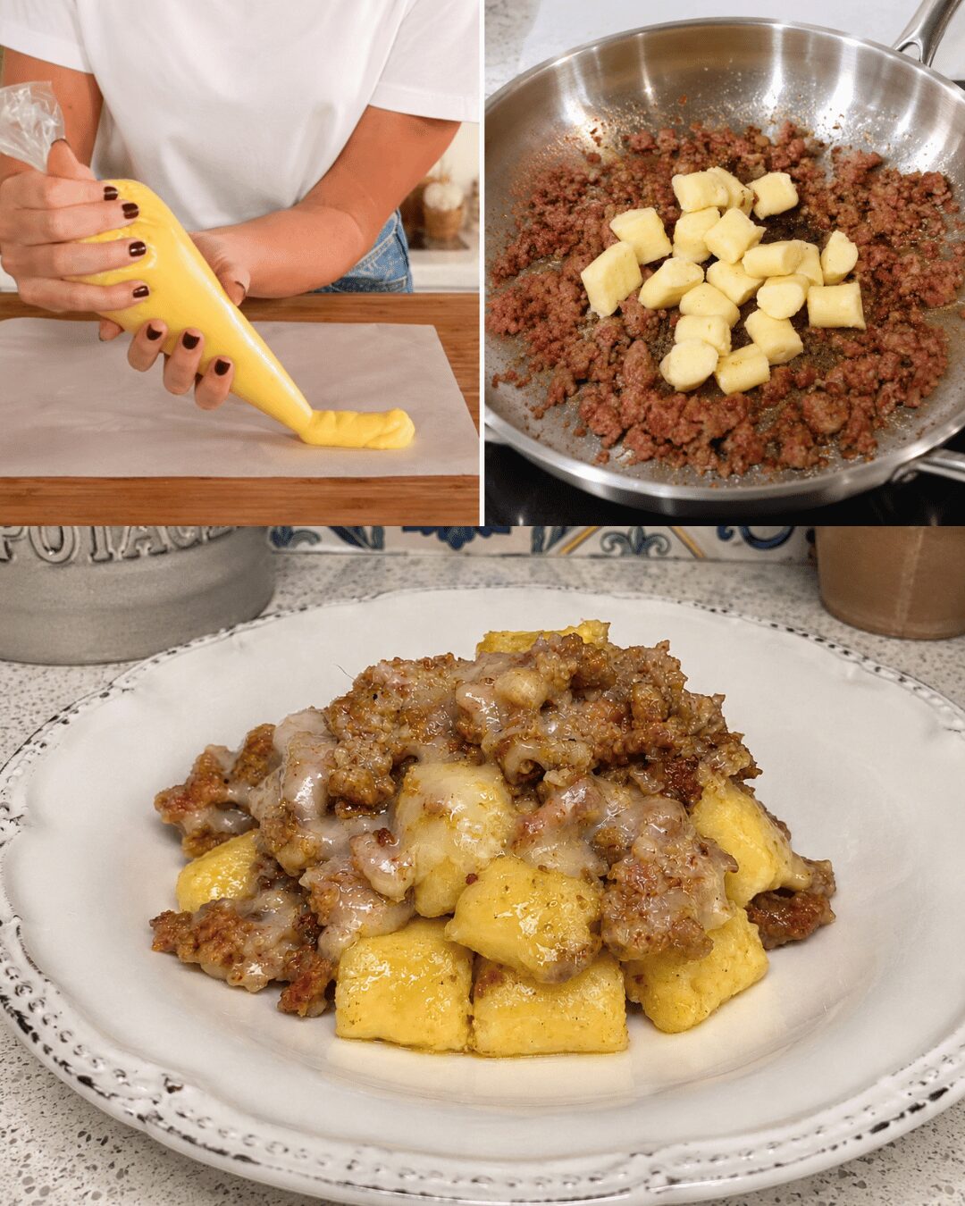 Gnocchis de Polenta au Fromage Fondant & Chair à Saucisse