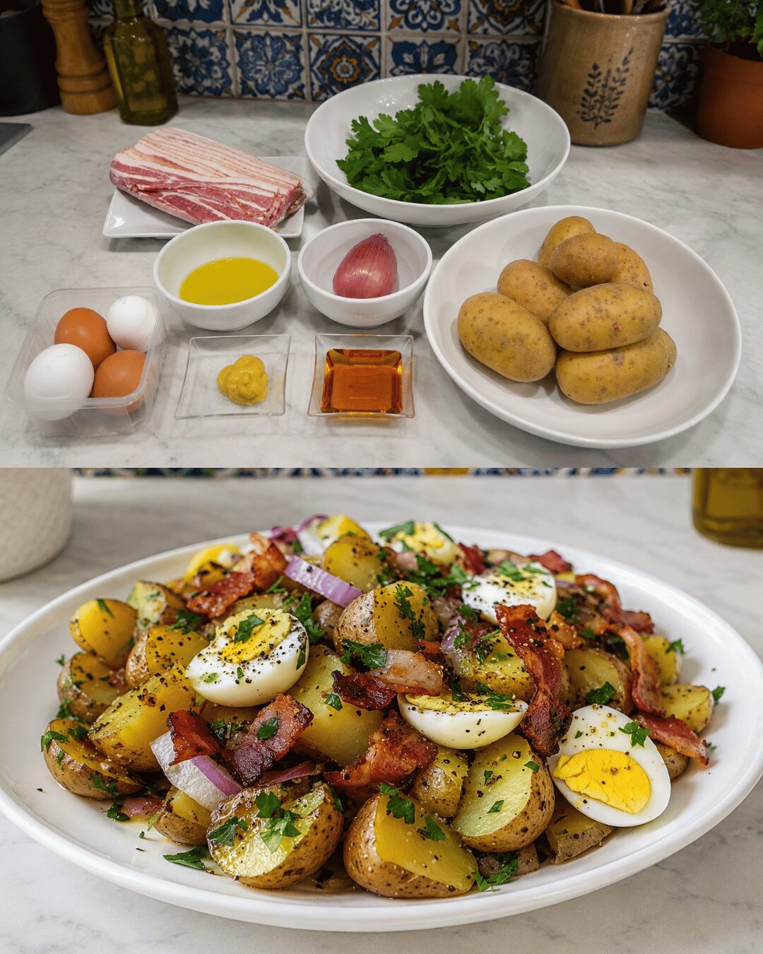 Salade de Pommes de Terre aux Lardons & Œufs