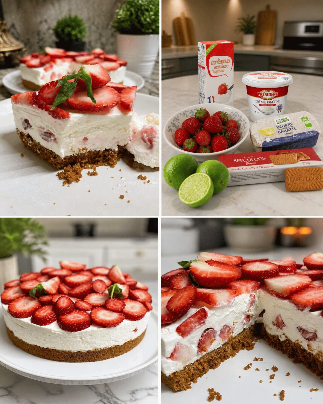 Cheesecake Fraise & Citron Vert Sans Cuisson