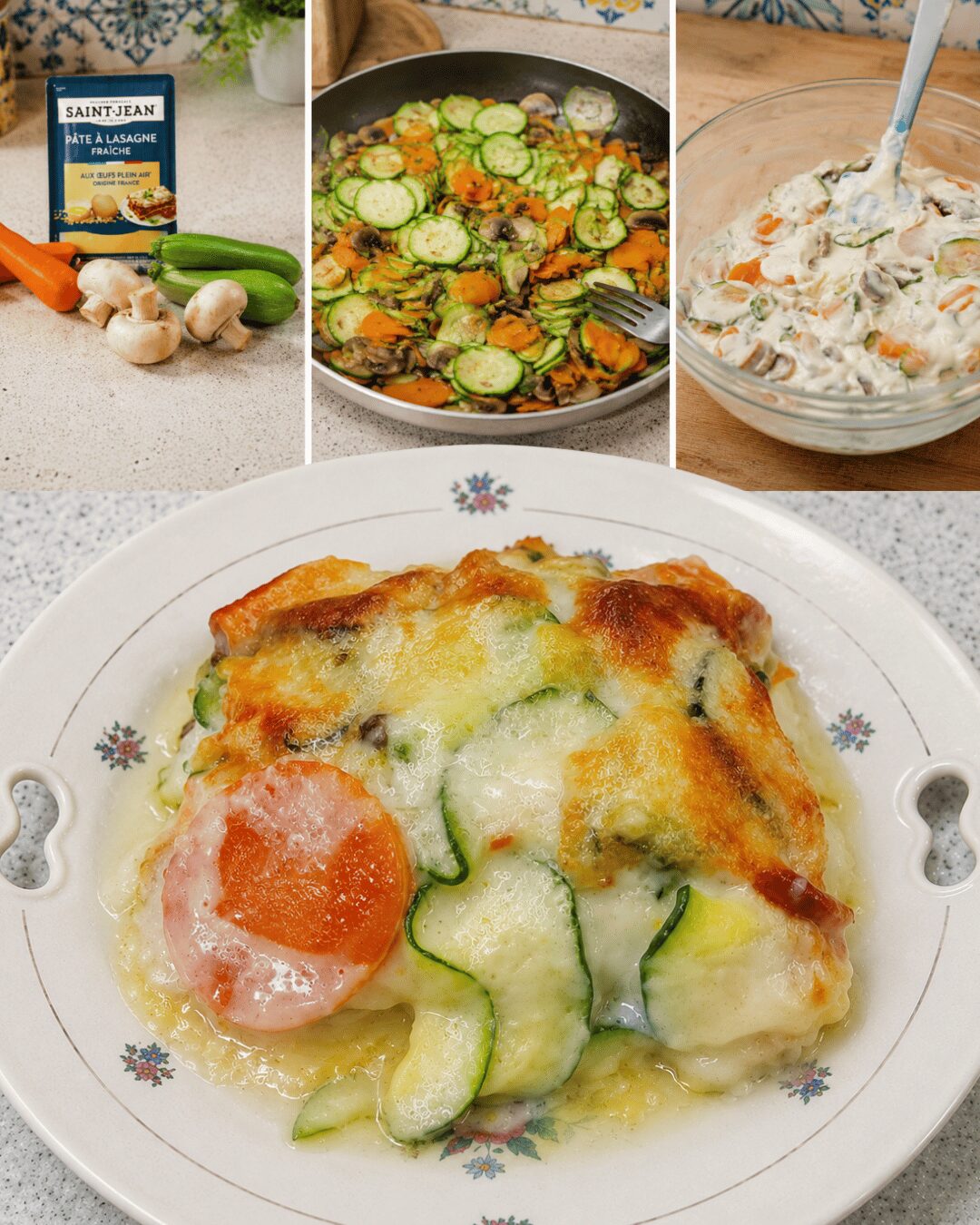 Lasagnes Blanches aux Légumes Gratinées