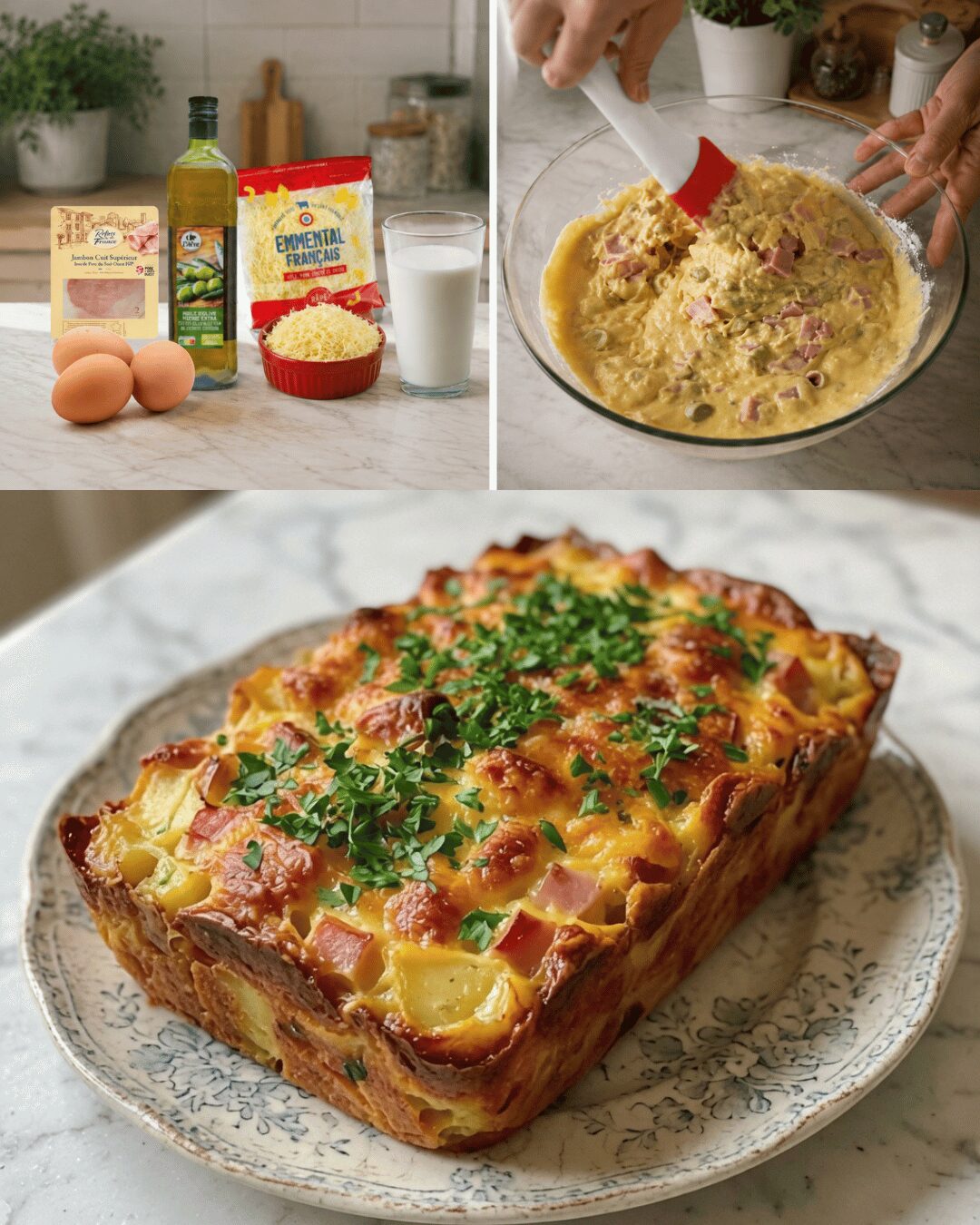 Cake Rustique au Jambon, Emmental et Olives Vertes