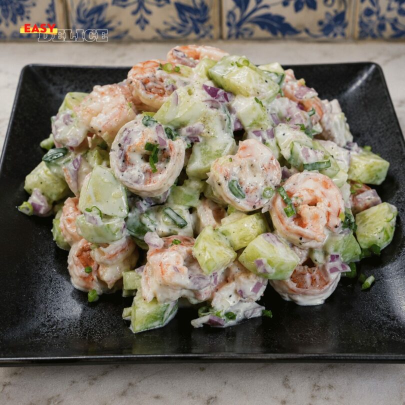 Salade Crémeuse de Concombre et Crevettes